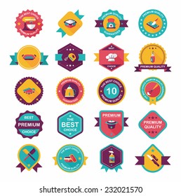 Kitchenware badge flat banner design background set, eps10