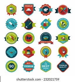 Kitchenware badge flat banner design background set, eps10