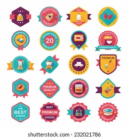 Kitchenware badge flat banner design background set, eps10