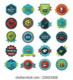 Kitchenware badge flat banner design background set, eps10