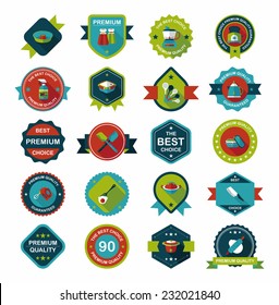 Kitchenware badge flat banner design background set, eps10