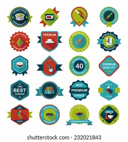 Kitchenware badge flat banner design background set, eps10