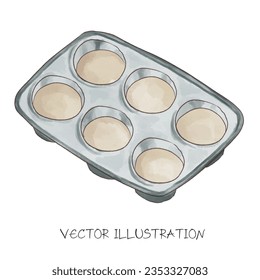 Küchengeschirr für Bäckereien, Aquarell, Vektorgrafik