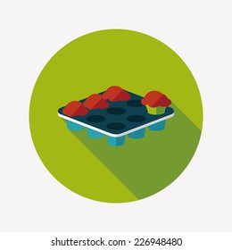 kitchenware baking plate flat icon with long shadow,eps10