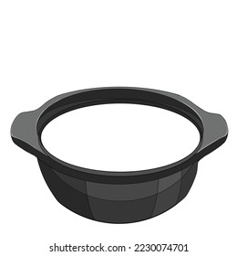 Kitchenware, Black iron pot, Cast iron cauldron Soup pot Vector illustration Design