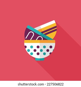 kitchenware bowl flat icon with long shadow,eps10