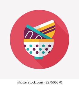 kitchenware bowl flat icon with long shadow,eps10