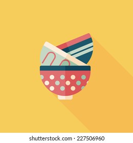 kitchenware bowl flat icon with long shadow,eps10