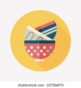 kitchenware bowl flat icon with long shadow,eps10
