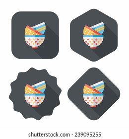 kitchenware bowl flat icon with long shadow, eps10