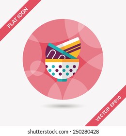 kitchenware bowl flat icon with long shadow,eps10
