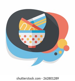 kitchenware bowl flat icon with long shadow,eps10