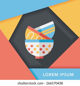 kitchenware bowl flat icon with long shadow,eps10