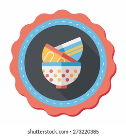 kitchenware bowl flat icon with long shadow,eps10