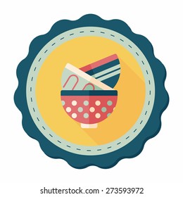 kitchenware bowl flat icon with long shadow,eps10