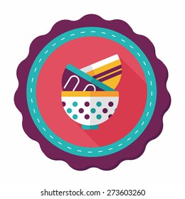 kitchenware bowl flat icon with long shadow,eps10