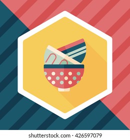 kitchenware bowl flat icon with long shadow,eps10