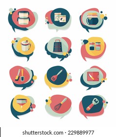 Kitchenware bubble speech flat banner design background set, eps10