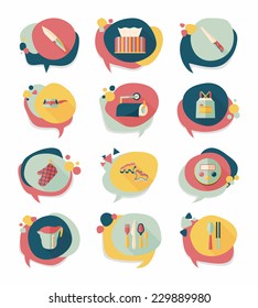 Kitchenware bubble speech flat banner design background set, eps10