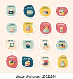 Kitchenware bubble speech flat banner design background set, eps10