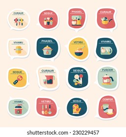 Kitchenware bubble speech flat banner design background set, eps10