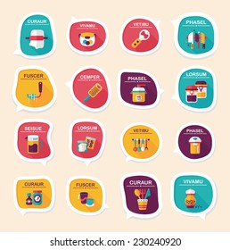 Kitchenware bubble speech flat banner design background set, eps10