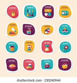 Kitchenware bubble speech flat banner design background set, eps10