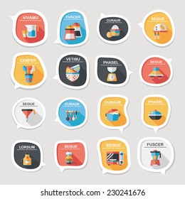 Kitchenware bubble speech flat banner design background set, eps10