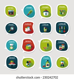 Kitchenware bubble speech flat banner design background set, eps10