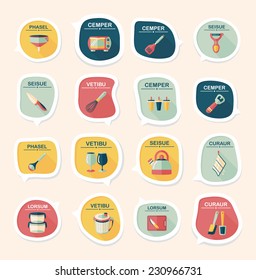 Kitchenware bubble speech flat banner design background set, eps10