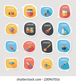 Kitchenware bubble speech flat banner design background set, eps10