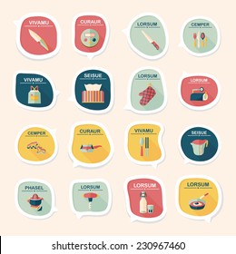 Kitchenware bubble speech flat banner design background set, eps10