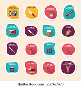 Kitchenware bubble speech flat banner design background set, eps10