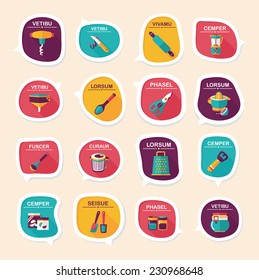 Kitchenware bubble speech flat banner design background set, eps10