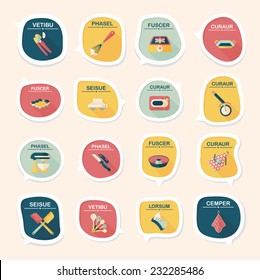 Kitchenware bubble speech flat banner design background set, eps10, dummy text