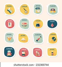 Kitchenware bubble speech flat banner design background set, eps10, dummy text