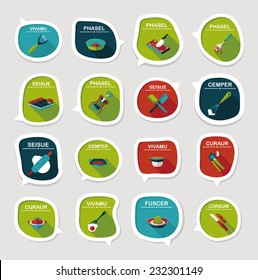Kitchenware bubble speech flat banner design background set, eps10, dummy text