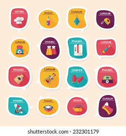 Kitchenware bubble speech flat banner design background set, eps10, dummy text