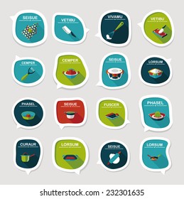 Kitchenware bubble speech flat banner design background set, eps10, dummy text