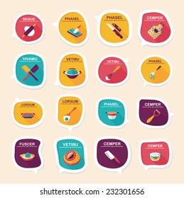 Kitchenware bubble speech flat banner design background set, eps10, dummy text