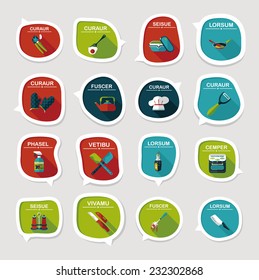 Kitchenware bubble speech flat banner design background set, eps10, dummy text