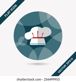 kitchenware chef hat flat icon with long shadow,eps10
