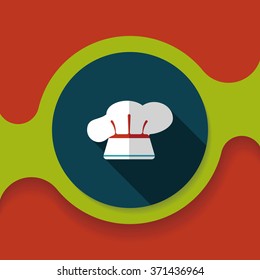 kitchenware chef hat flat icon with long shadow,eps10