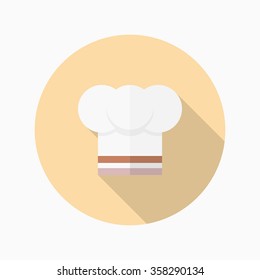 Kitchenware chef's hat flat  icon with long shadow,circle,eps10,interface,button