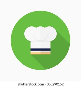 Kitchenware chef's hat flat  icon with long shadow,circle,eps10,interface,button