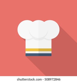 Kitchenware chef's hat flat  icon with long shadow,circle,eps10,interface,button