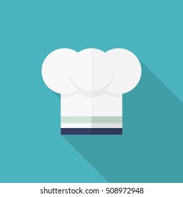 Kitchenware chef's hat flat  icon with long shadow,circle,eps10,interface,button