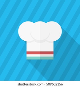 Kitchenware chef's hat flat  icon with long shadow,circle,eps10,interface,button