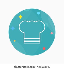 Kitchenware chef's hat line icon with long shadow,circle,eps10,interface,button