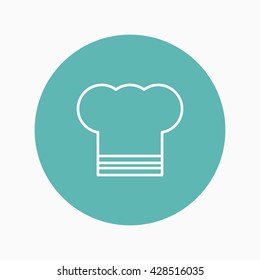 Kitchenware chef's hat line  icon with long shadow,circle,eps10,interface,button